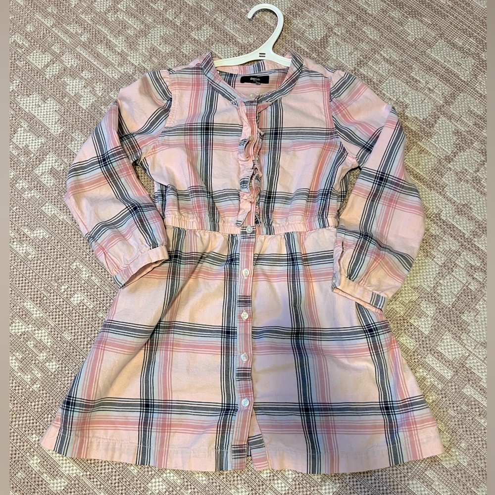 GapKids pink plaid shirt dress